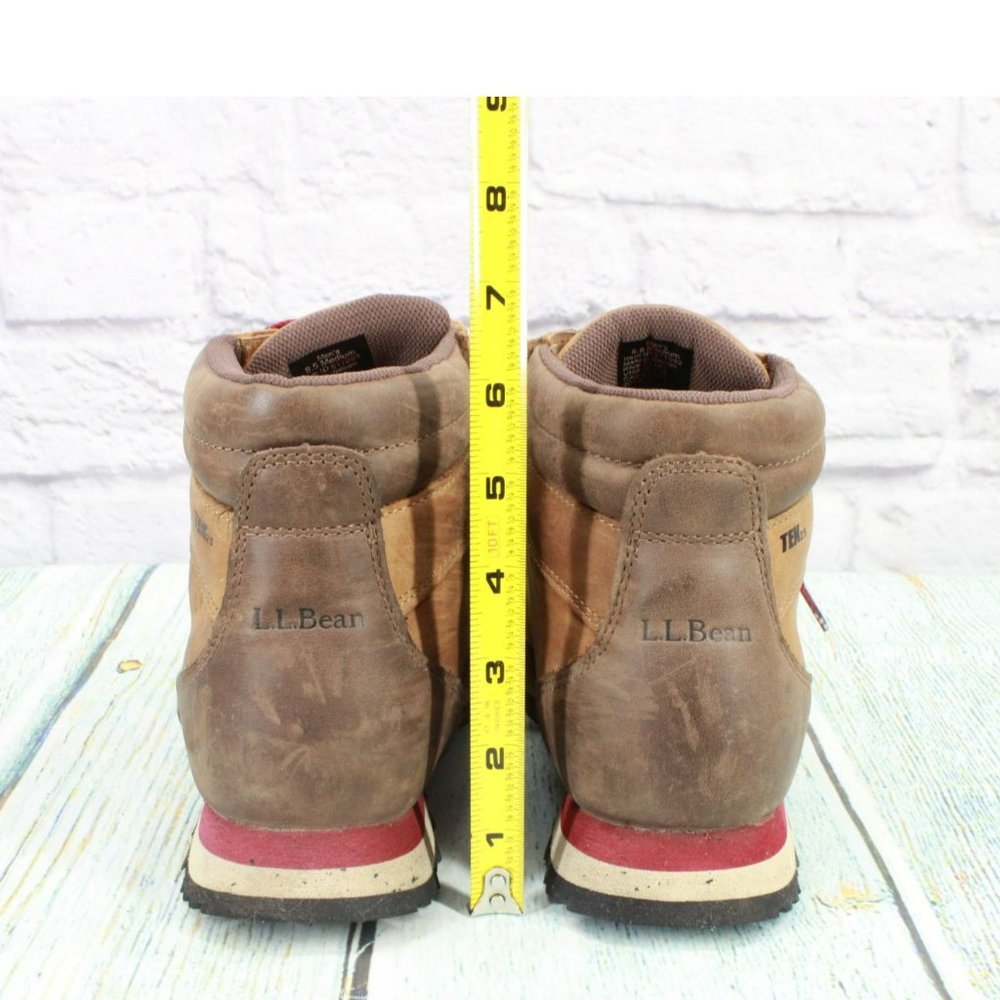 LL Bean Brown Leather Lace Up Waterproof Ankle Hiking Boots Size 8.5 M - Picture 6 of 9